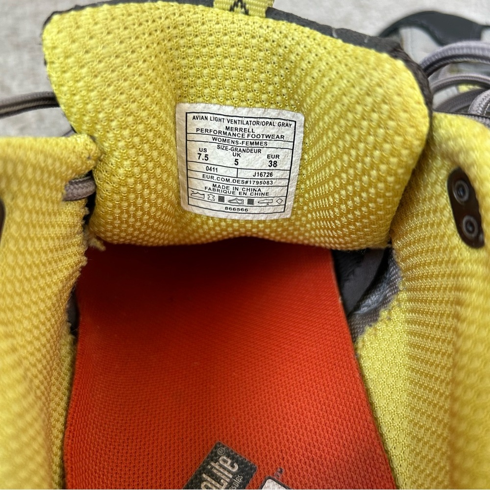 MERREL Women’s AVIAN LIGHT‎ VENTILATOR Opal Gray Hiking Shoes Women Size 7.5 - Picture 7 of 13